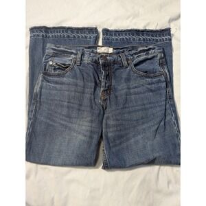 Free People Women Blue Straight Leg Raw Hem Button Fly Jeans 61855-16515125 W28